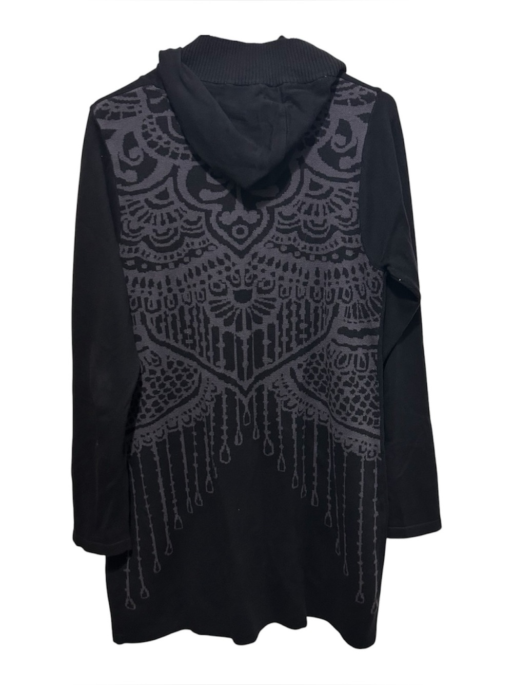 PrAna Zip Up Misha Duster Sweater Hooded Jacquard Pattern Size Large